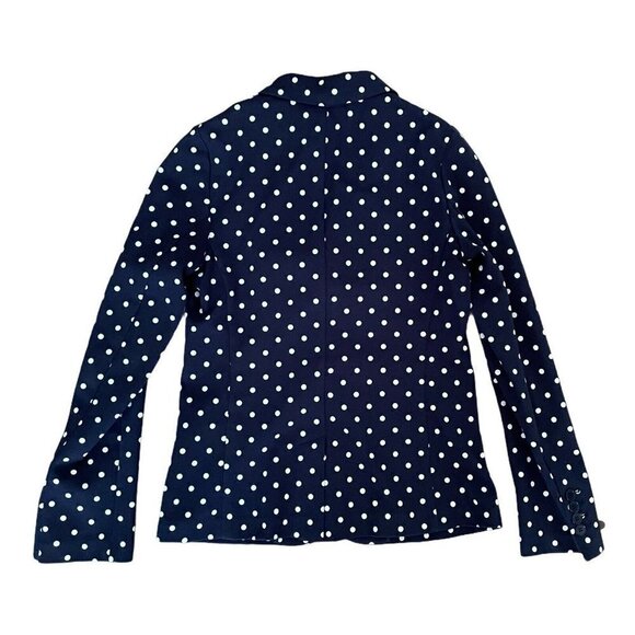 Talbots Petites Navy Blue Knit Blazer Polka Dot P - Picture 4 of 5